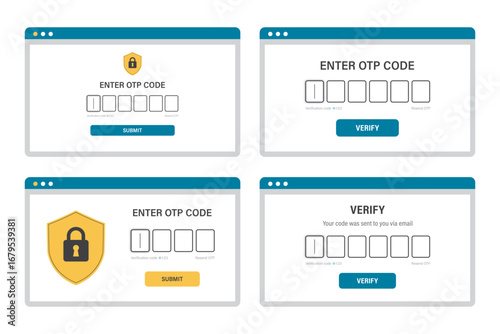 Form for enter code from sms or email on computer. Two factor authentication. 2FA, verification password and login for user identity authentication, internet security.