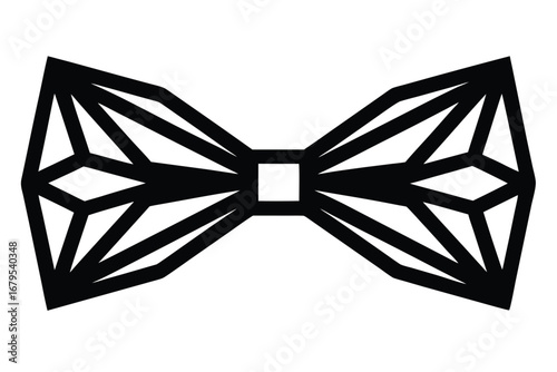 Abstract low polygon bowtie in black and white minimalist design