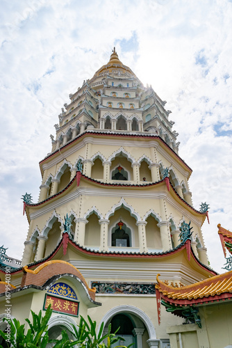 Kek lok si temple pagoda reaching for the sky in penang, malaysia