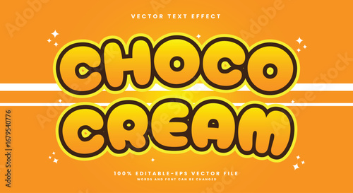 Choco Cream 3d editable Text Effect Template Suitable for Cartoon Style