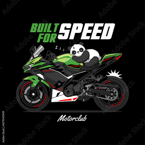 Black Green Sports Motorcycle Motorsport Motorbike Illustration