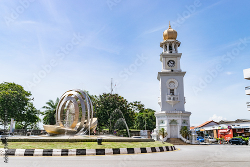 Jubilee clock tower dominating the skyline of georgetown, penang, malaysia
