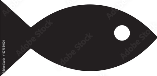 a simple black silhouette of a fish on a clean background, perfect for various design purposes