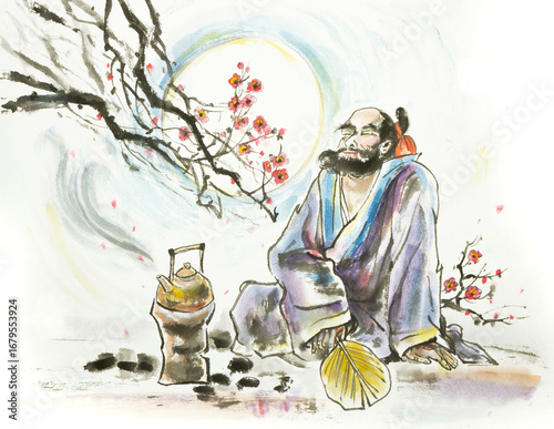 tea party under the plum blossom