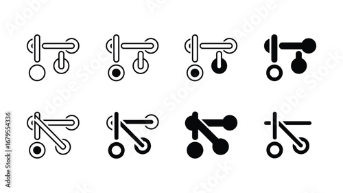 Vector art of set of door handle icons for security and access control in a simple and minimal style