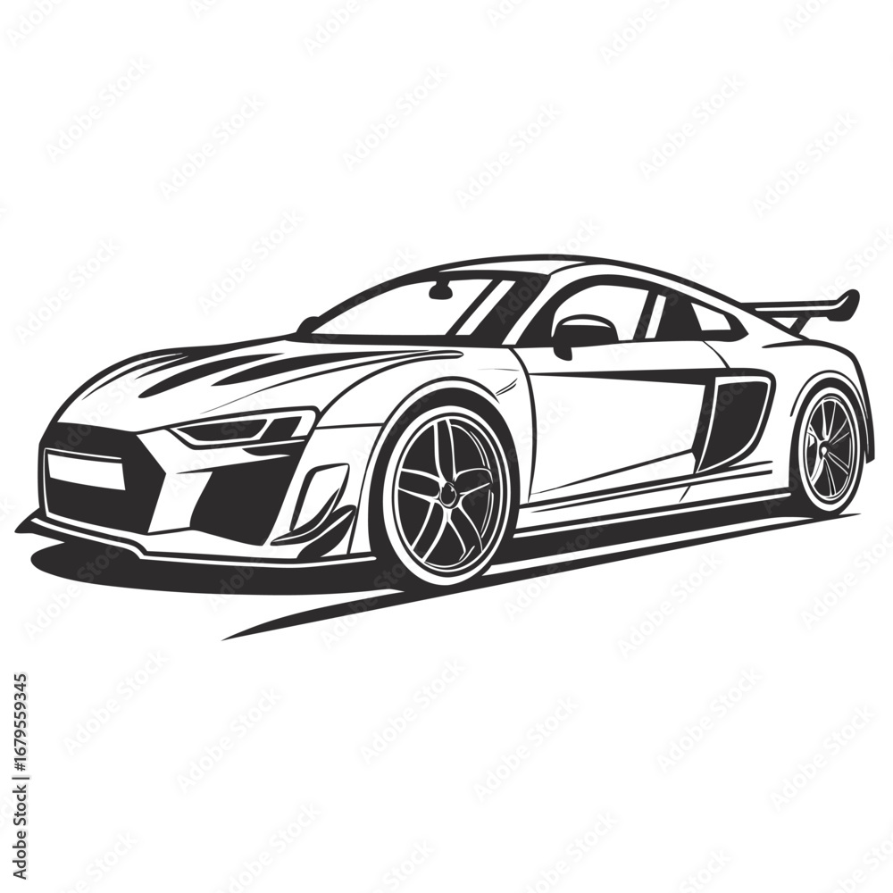 Fototapeta premium Luxury Sports Car Line Art Illustration design 