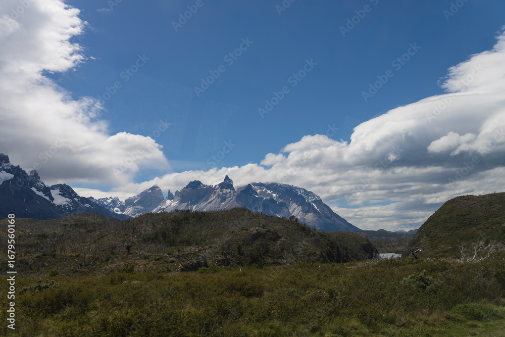 Fototapeta premium View of the mountain landscape in the national park Torres del Paine, Patagonia, Chile, South America