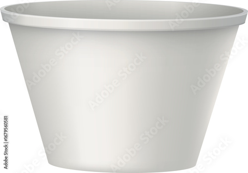 Realistic empty plastic bucket or paper cup mockup, open.