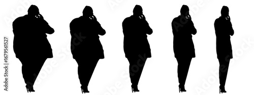 Conceptual fat overweight obese female vs slim fit healthy body after weight loss or diet on white background banner. A  fitness, nutrition or obesity, health shape illustration vector as silhouettes