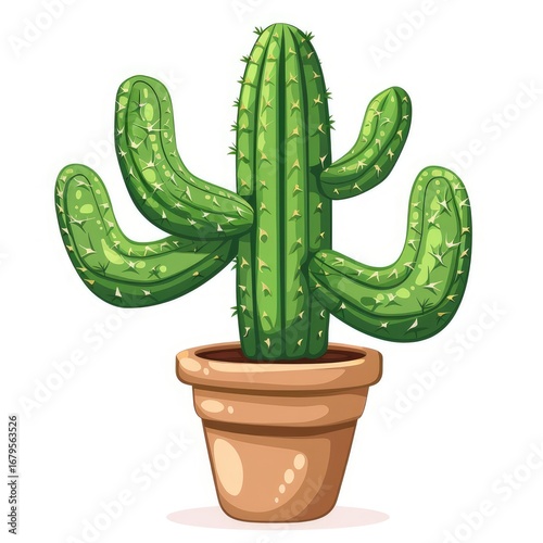 Pixel art of a cactus in a pot on a white background