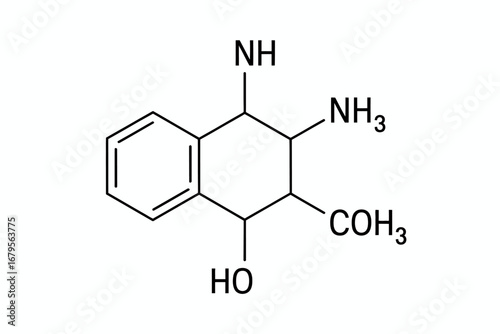 Chemical Structure of an Organic Molecule Representing Scientific Research and Pharmaceutical Chemistry with Specific Functional Groups and Benzene Ring