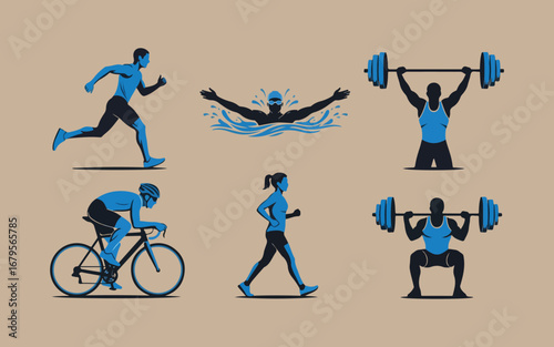 Diverse athletes engaged in various sports and fitness activities