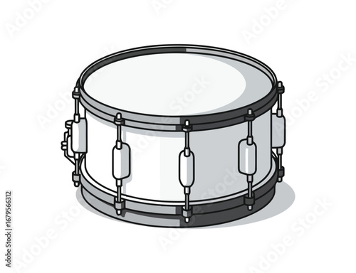 Illustration of a snare drum with a and grey accents