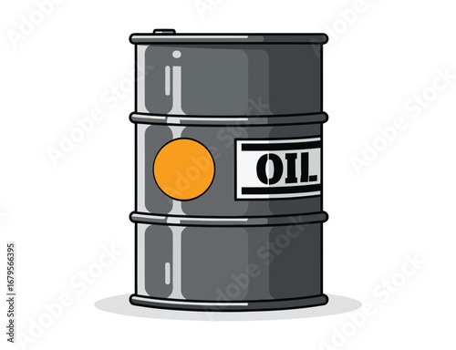 Oil barrel with flammable warning label on the side