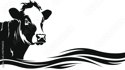 Stylized Cow Face Vector Illustration in Decorative Tribal Design