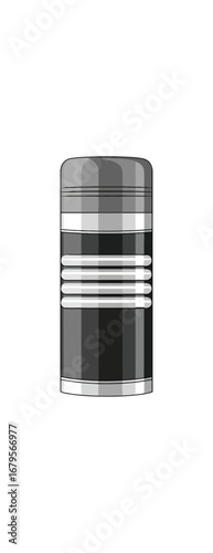 Grayscale thermos bottle illustration