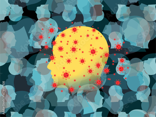 vector illustration of an abstract floral background. Measles outbreak as a very contagious disease medical concept as a person with a viral illness infection spread as Koplik spots on the skin