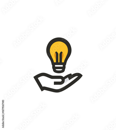 Hand holding lightbulb icon idea concept