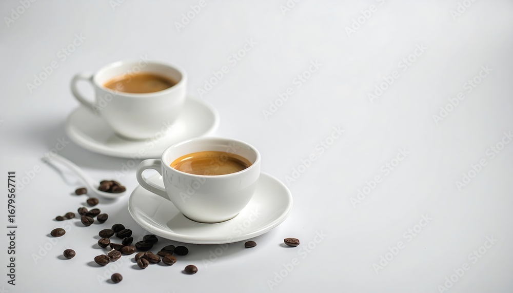 Obraz premium Minimal White Coffee Cups on Clean Background