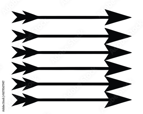 Collection of diverse curved arrow silhouettes indicating different directions and movements