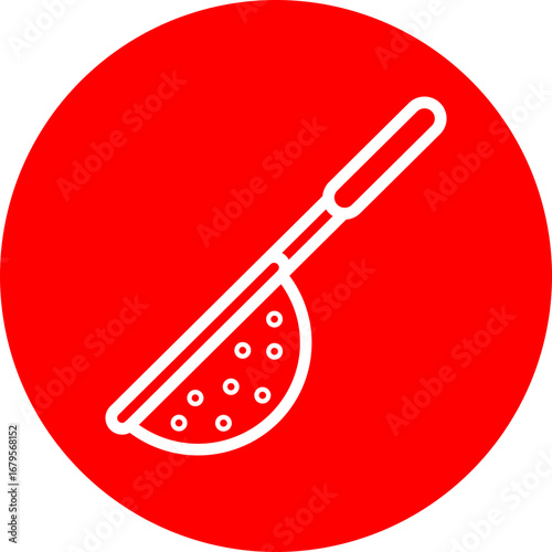 Sieve Vector Line White Circle Red Icon Design