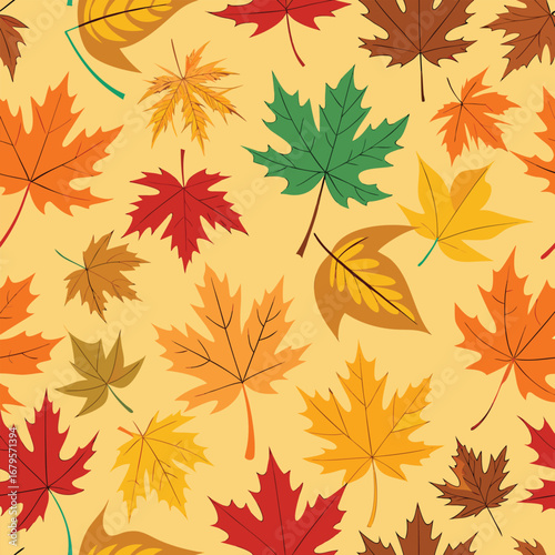 Seamless autumn maple leaf pattern vector design for fall decorations and seasonal themes