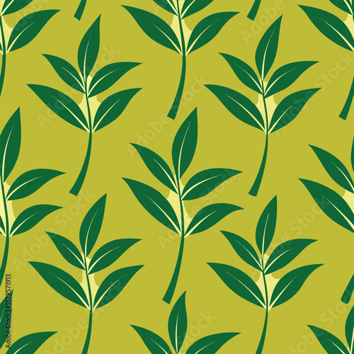 Minimalist bamboo leaf repeating pattern design with subtle color variations
