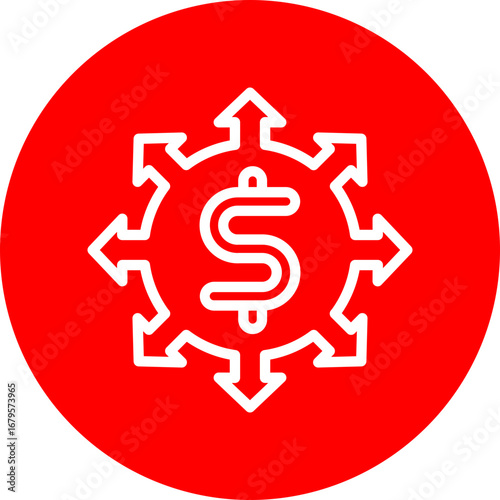 DeFi (Decentralized Finance) Vector Line White Circle Red Icon Design
