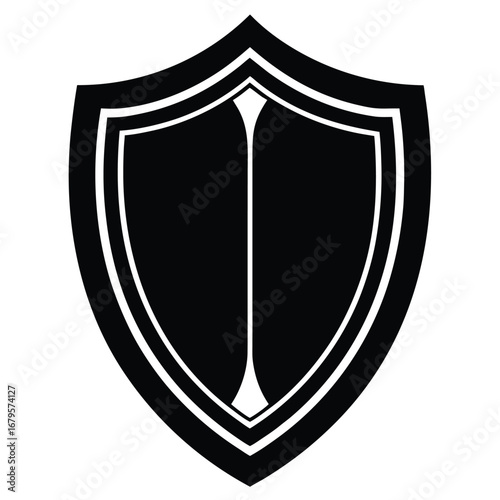 Collection of minimalist shield silhouettes for security and protection concepts