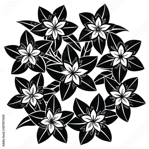 Elegant jasmine flower repeat pattern design with delicate petals and leaves