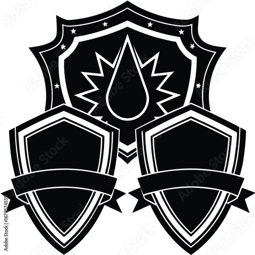 Collection of shield and badge silhouettes for heraldry and emblem design