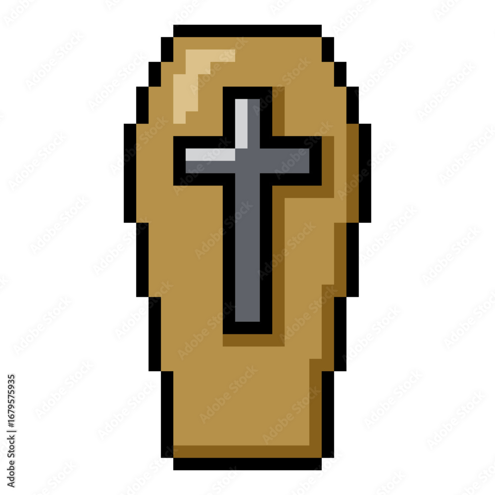 Obraz premium Pixel Art Halloween Icon - Wooden Coffin