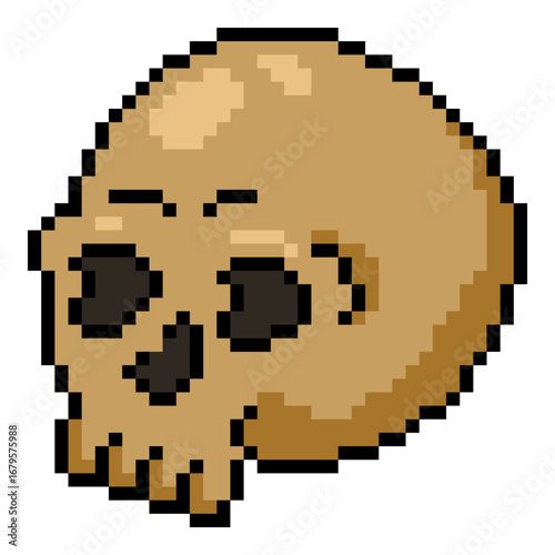 Pixel Art Halloween Icon - Old Skull