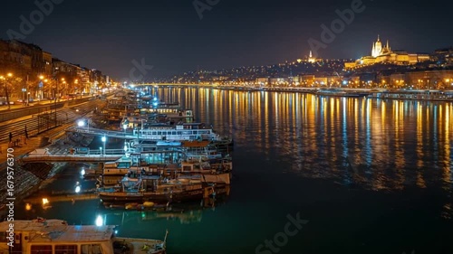 Night Lights of Budapest: Danube River and Buda Castle