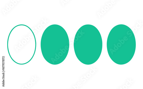 Four oval shapes progressing from outline to solid color