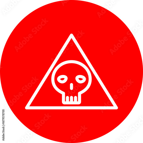 Toxic Symbol Vector Line White Circle Red Icon Design