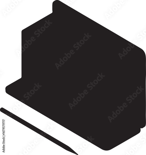 Minimalist Black and White Icon of a Writing Pad with Pencil Represents Creativity and Note Taking with Clean Lines Perfect for Graphic Design Projects