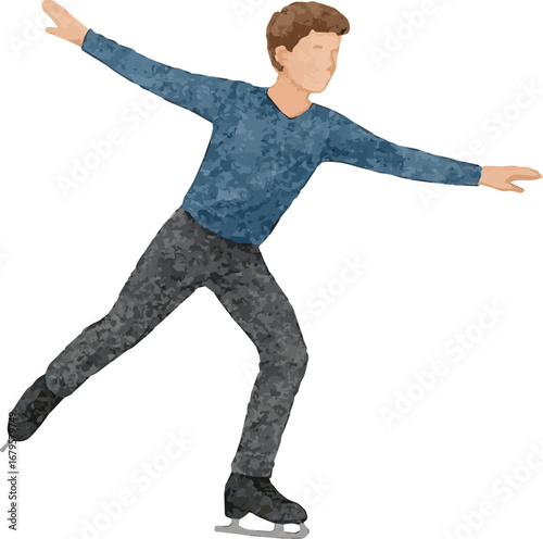 Vector adorable watercolor illustration of a figure skater