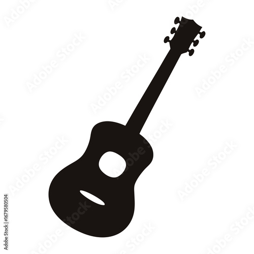 Silhouette illustration of an acoustic guitar on a clean white background