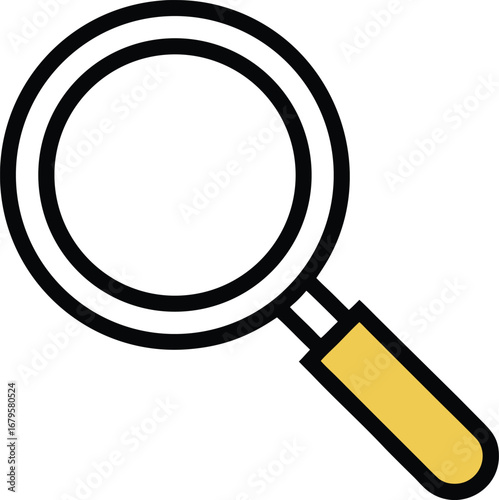 Outline icon of a magnifying glass with brown handle