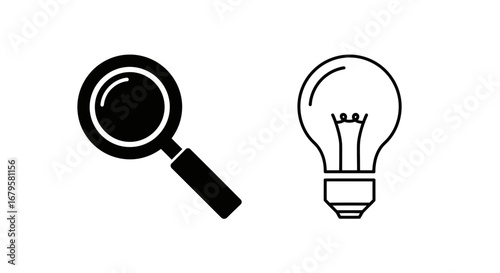 Magnifying glass searching for a brilliant idea a symbol of discovery and innovation in business and science