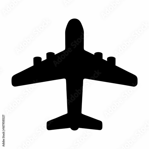 Silhouette of a commercial airplane with multiple engines in a vector format
