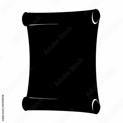 Monochrome Image of Blank Scroll with Rolled Edges Perfect for Text