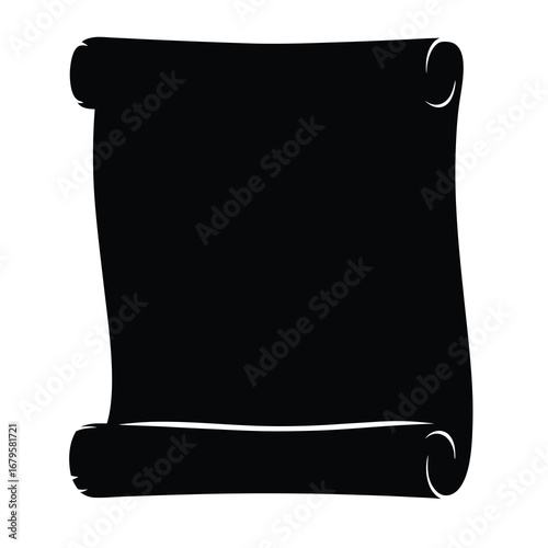 Black silhouette of a medieval scroll, antique parchment, or ancient paper