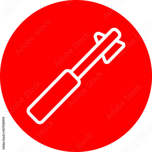Reflex Hammer Vector Line White Circle Red Icon Design