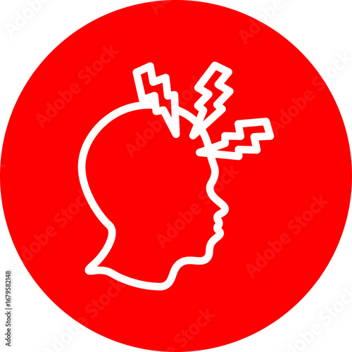 Headache Vector Line White Circle Red Icon Design