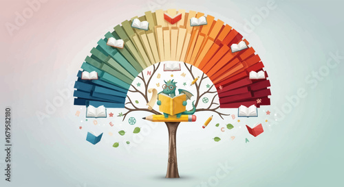 Abstract rainbow umbrella illustration symbolizing diversity inclusivity and unity creative design for weather protection and vibrant conceptual art vector graphic
