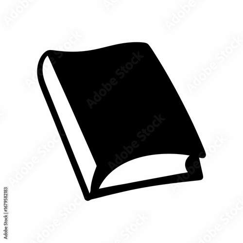 Simple black and white illustration of a closed book with curved pages