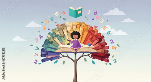 Vibrant chakra tree of life illustration a spiritual symbol of growth harmony and energy flow