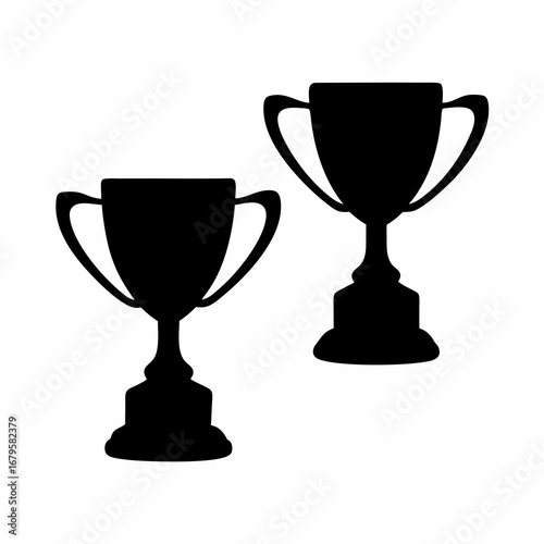 Two silhouettes of trophy cups standing side by side on a white background